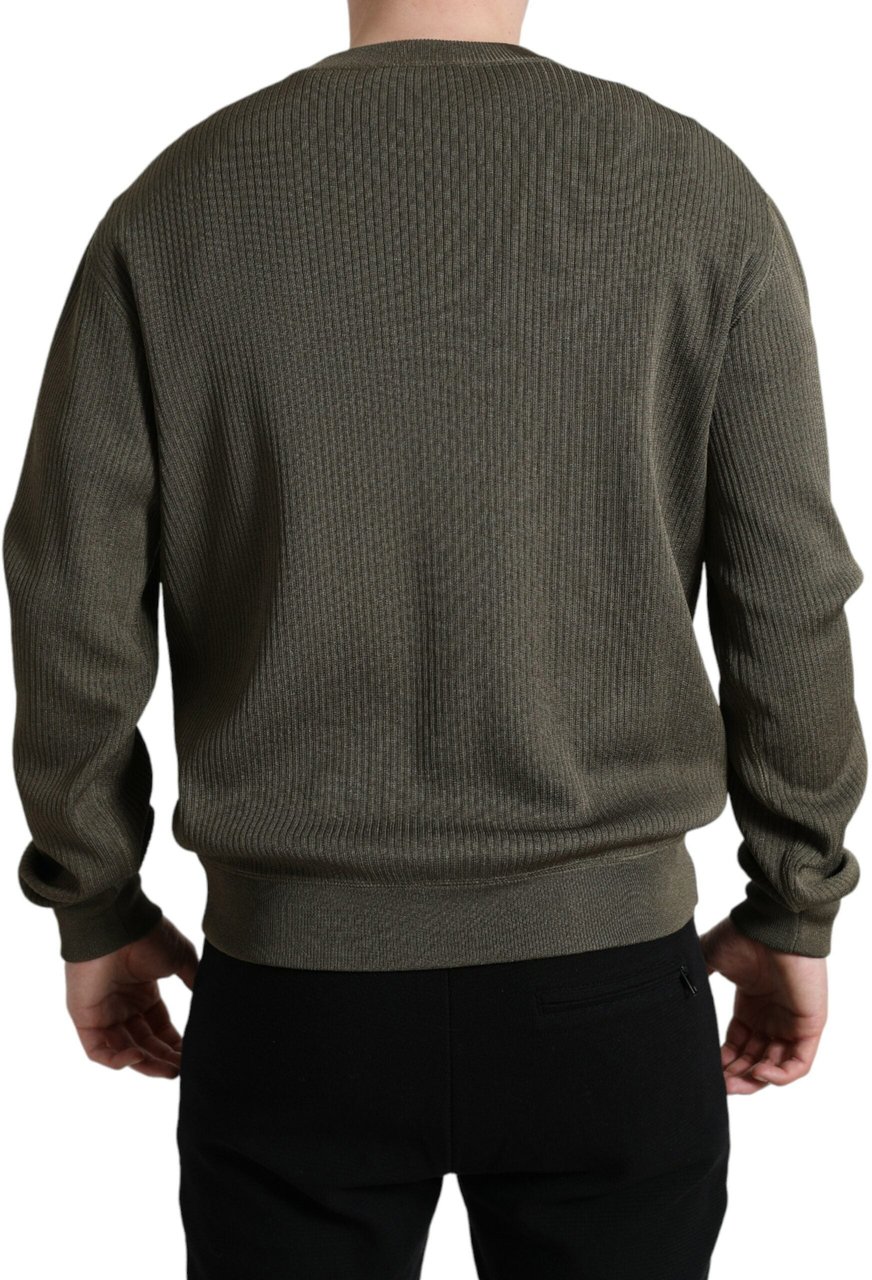 Dolce & Gabbana Green Viscose Crew Neck Men Pullover Sweater Blauw