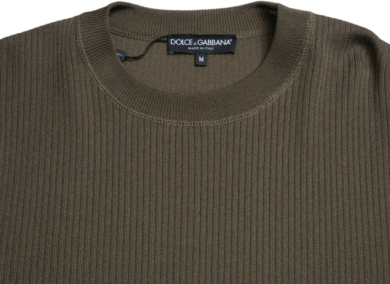 Dolce & Gabbana Green Viscose Crew Neck Men Pullover Sweater Blauw