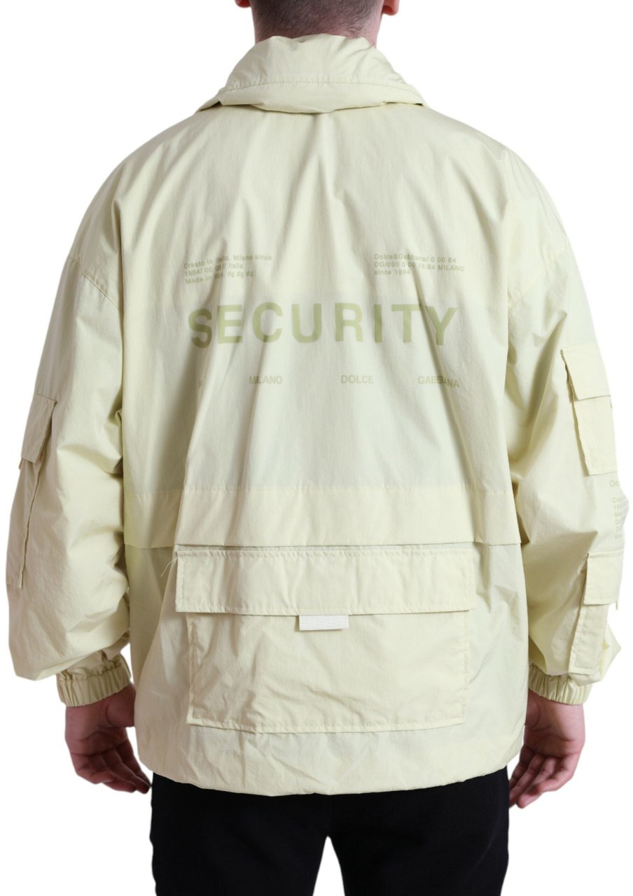 Dolce & Gabbana Yellow Nylon Collared Full Zip Parka Jacket Geel