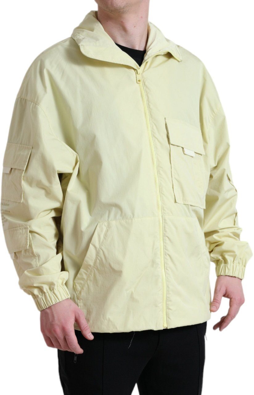 Dolce & Gabbana Yellow Nylon Collared Full Zip Parka Jacket Geel