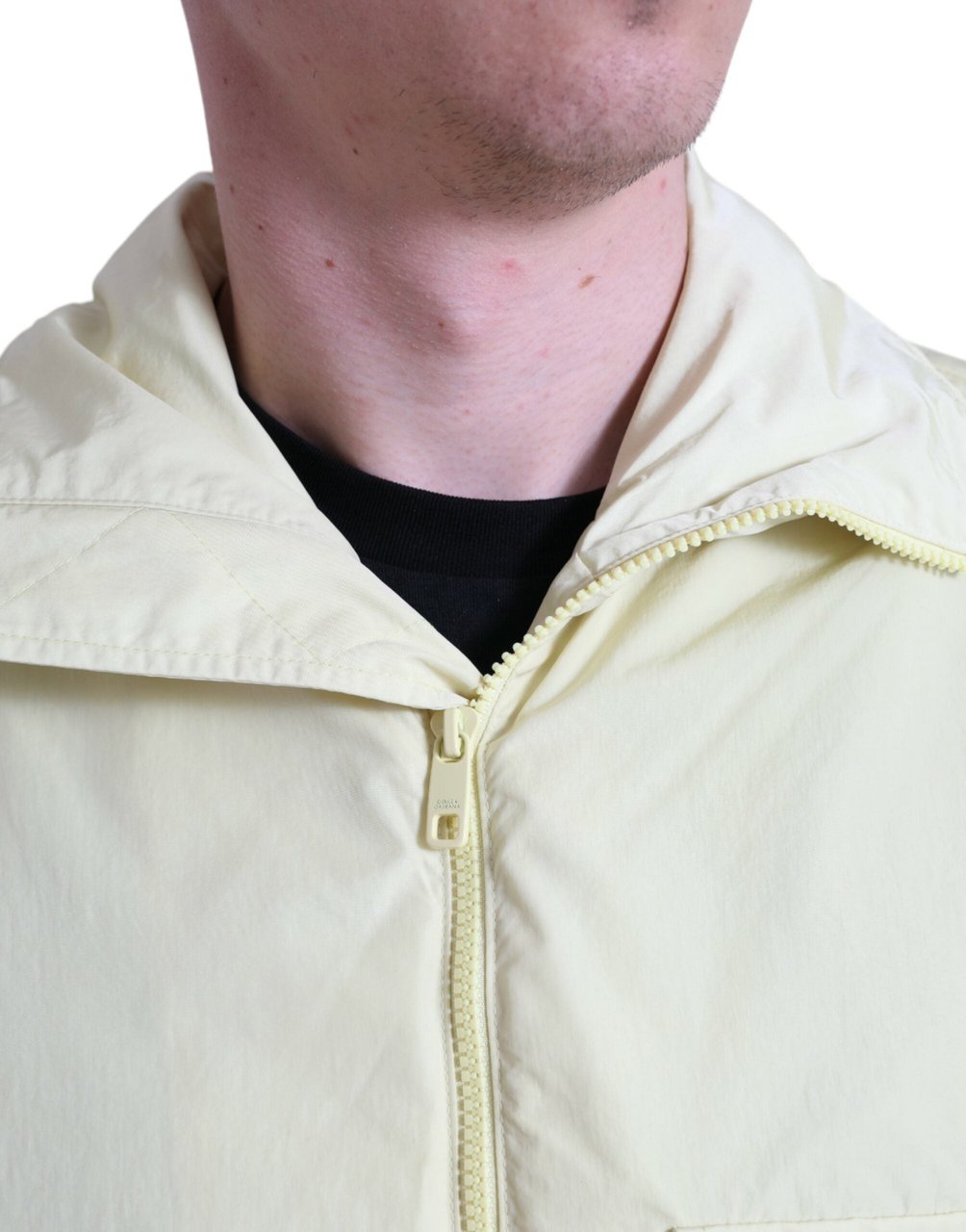 Dolce & Gabbana Yellow Nylon Collared Full Zip Parka Jacket Geel