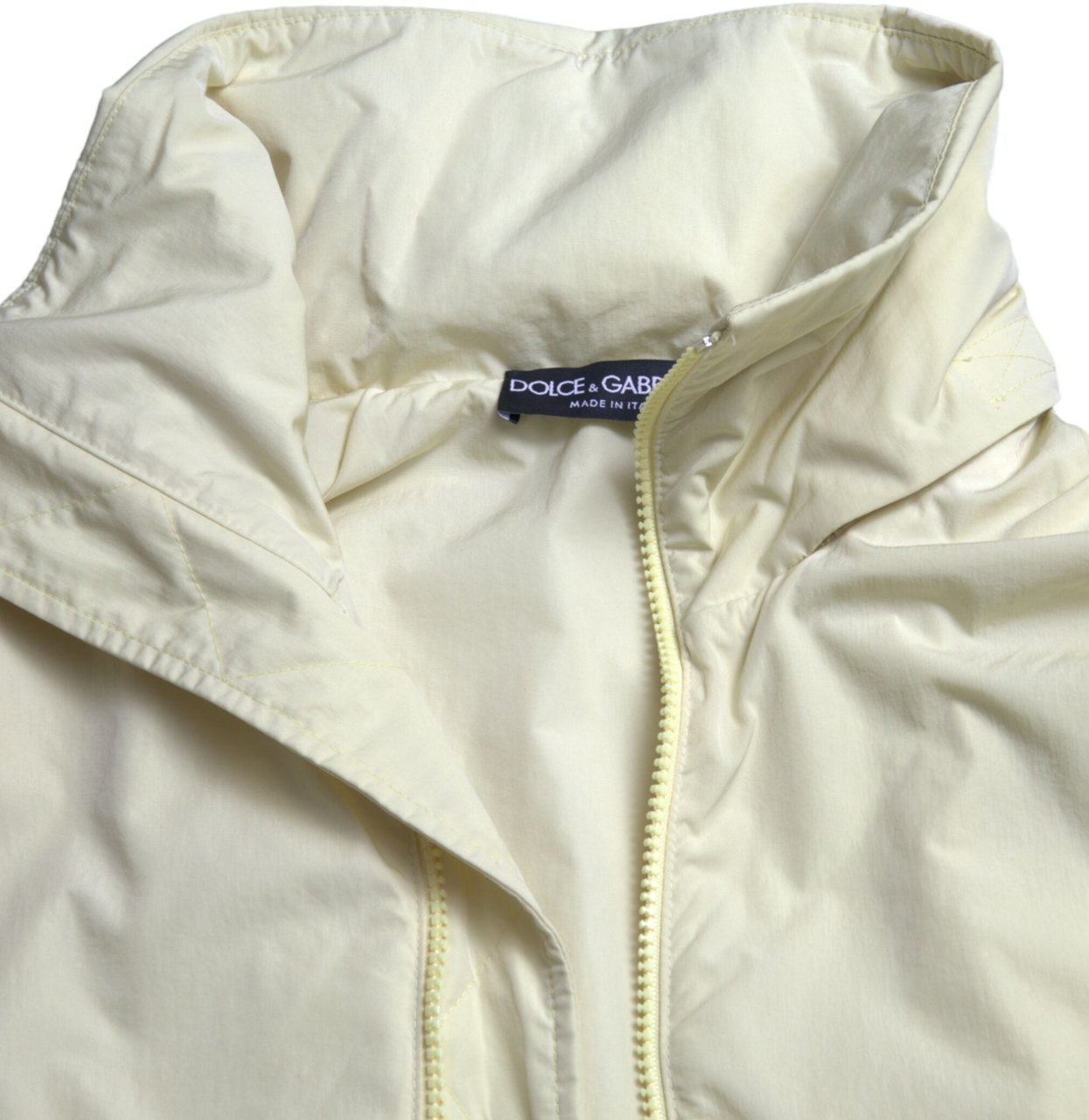 Dolce & Gabbana Yellow Nylon Collared Full Zip Parka Jacket Geel