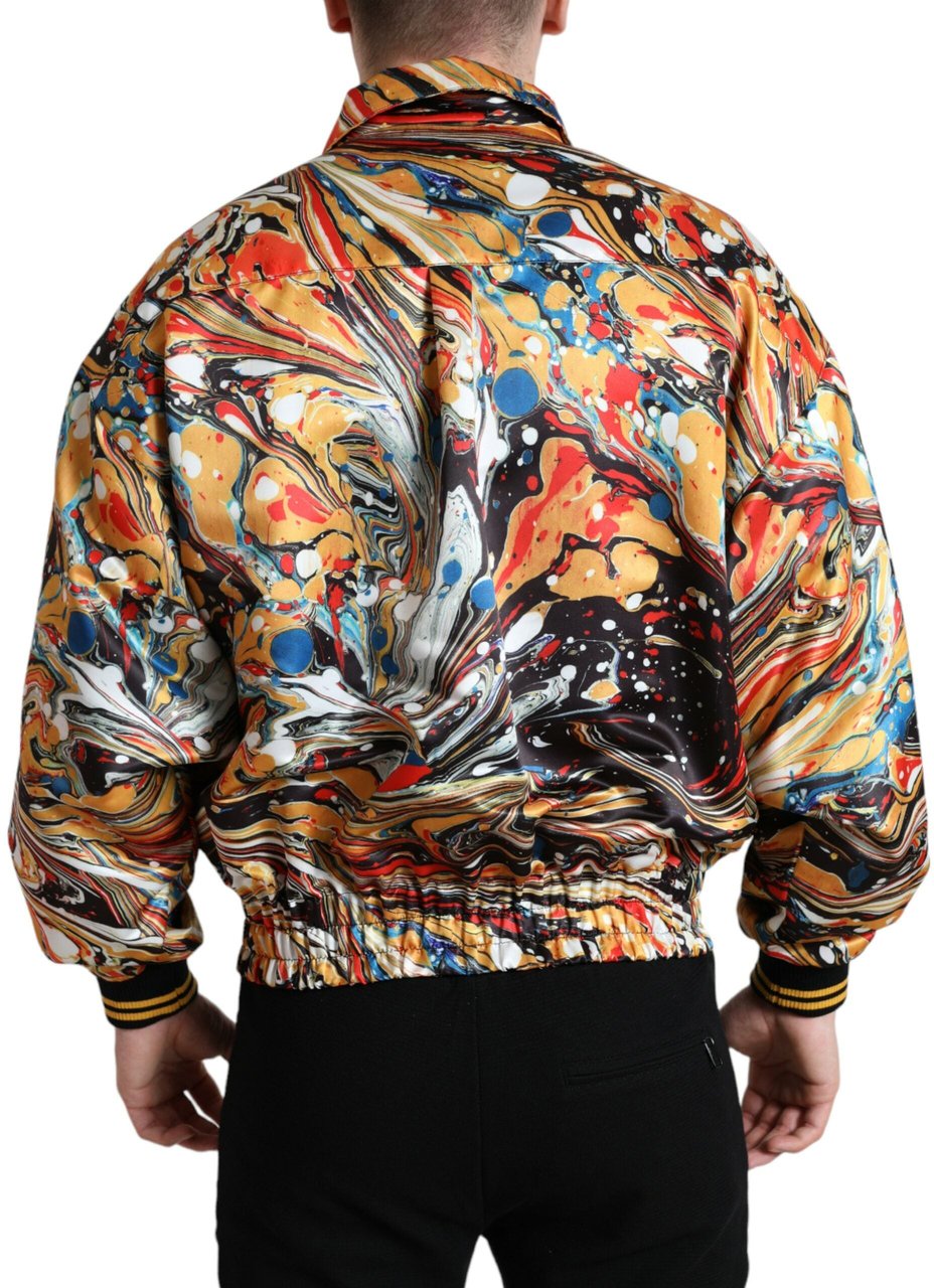 Dolce & Gabbana Multicolor Abstract Polyester Bomber Jacket Divers