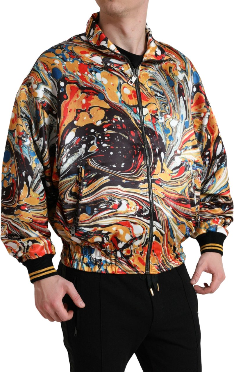 Dolce & Gabbana Multicolor Abstract Polyester Bomber Jacket Divers