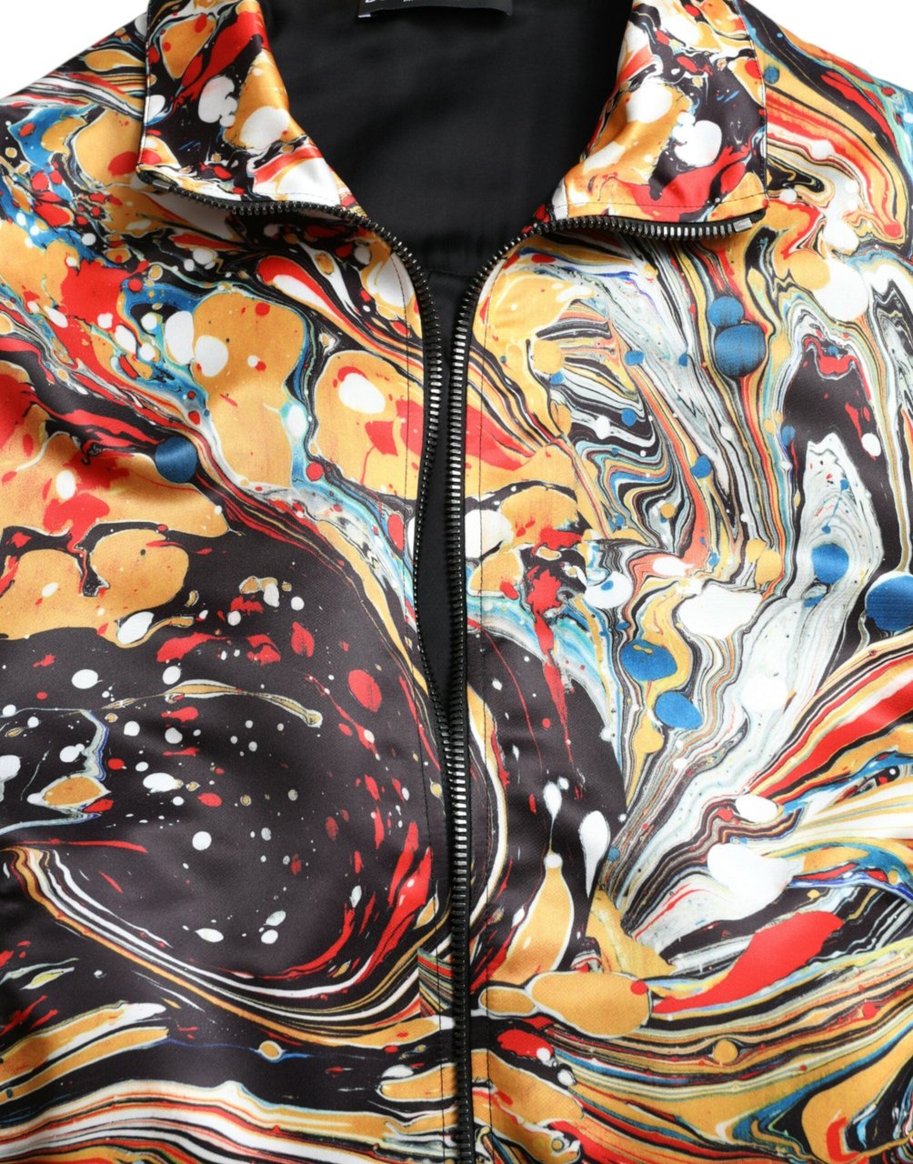 Dolce & Gabbana Multicolor Abstract Polyester Bomber Jacket Divers