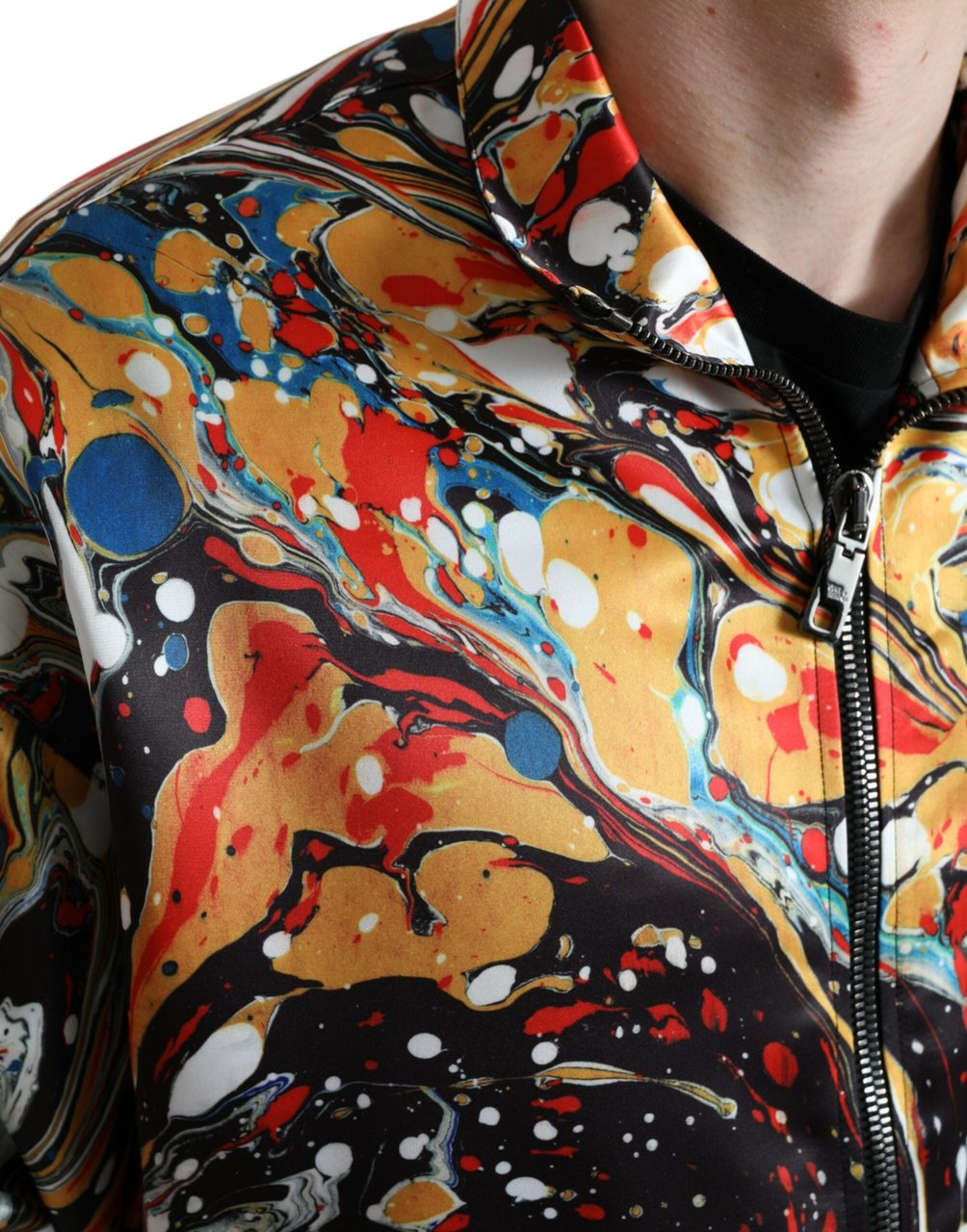 Dolce & Gabbana Multicolor Abstract Polyester Bomber Jacket Divers