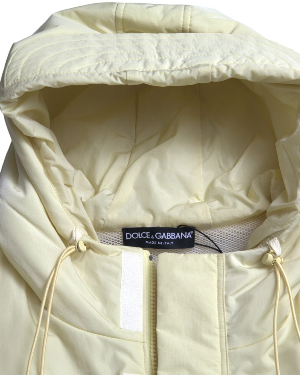 Dolce & Gabbana Yellow Nylon Hooded Sportswear Vest Jacket Geel