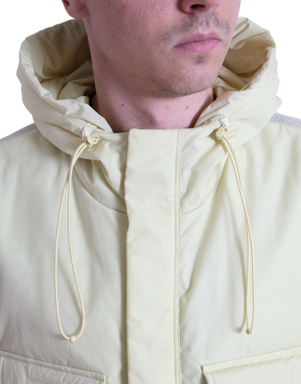Dolce & Gabbana Yellow Nylon Hooded Sportswear Vest Jacket Geel