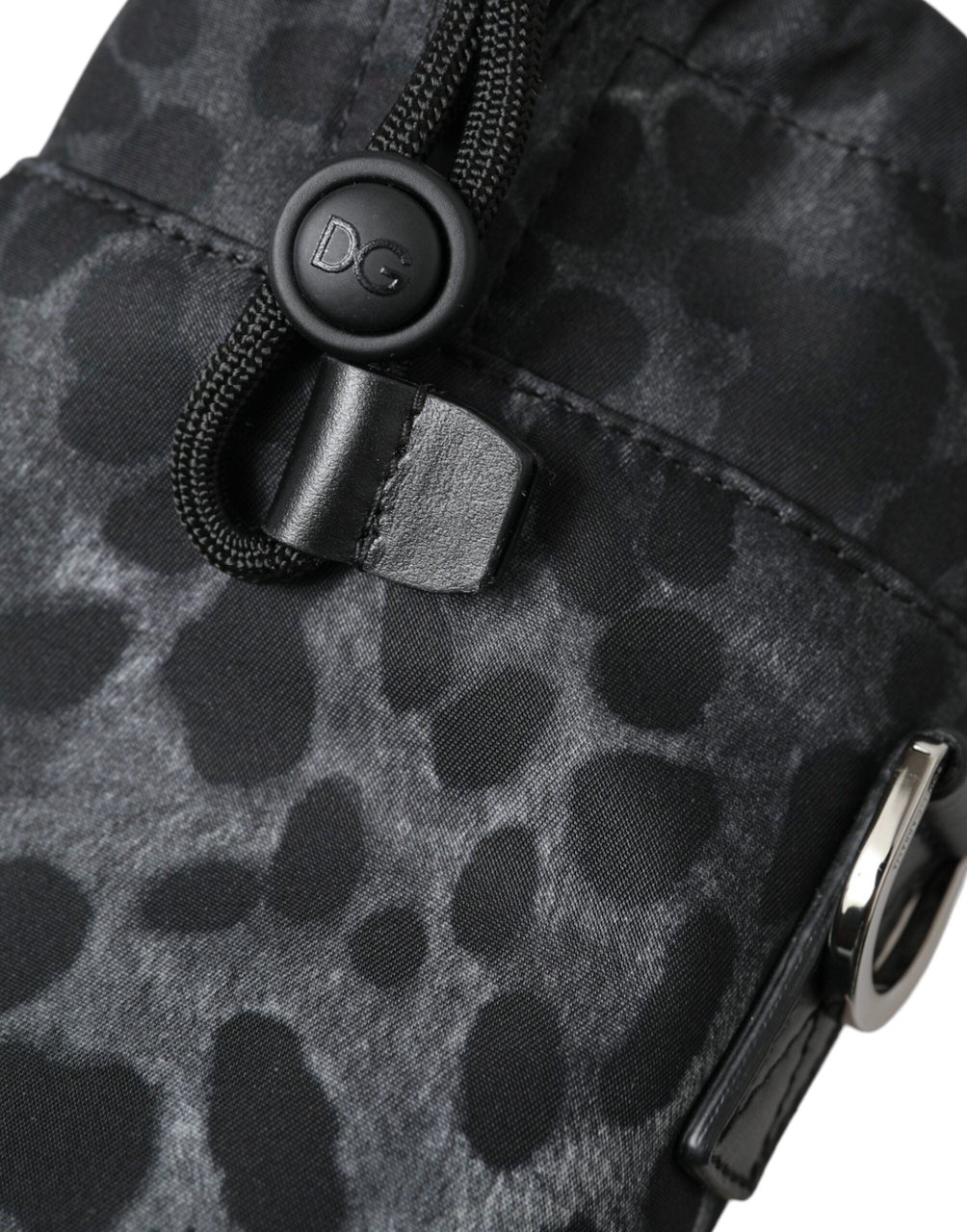 Dolce & Gabbana Black Leopard Round Slim Tote Bottle Cage Bag Zwart