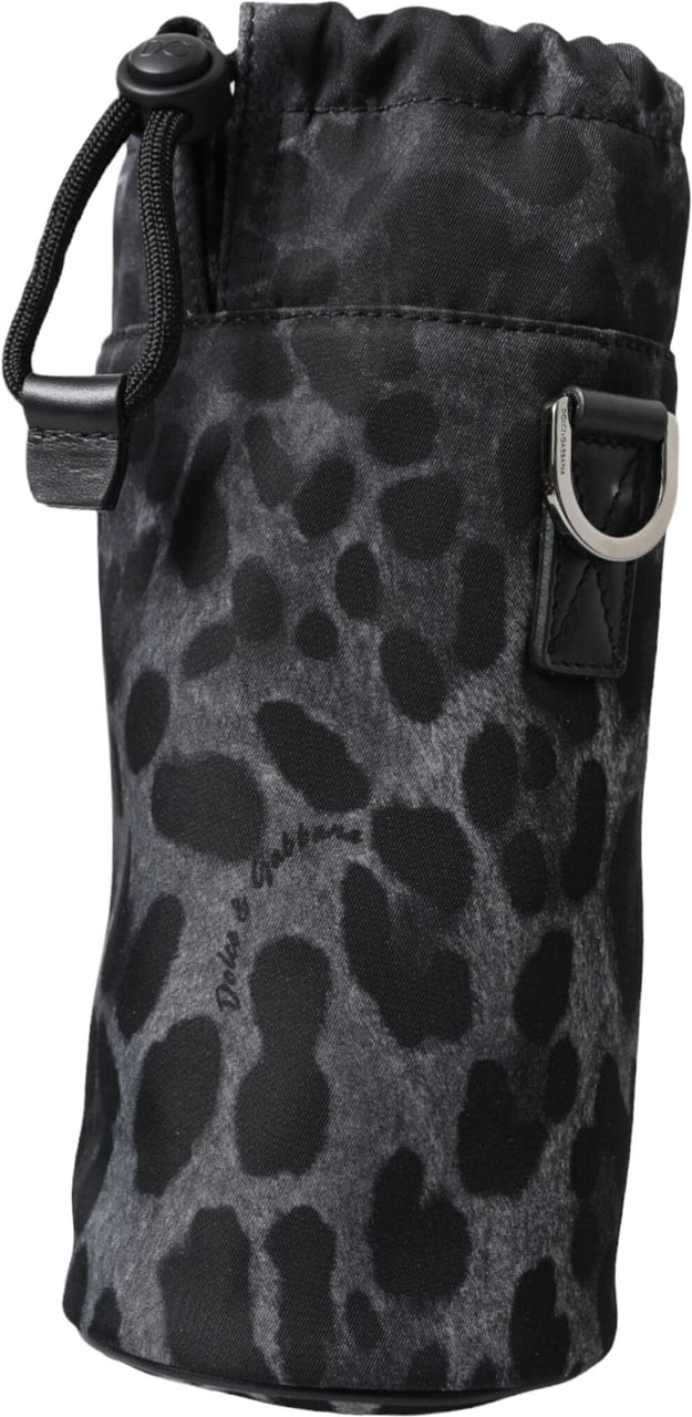 Dolce & Gabbana Black Leopard Round Slim Tote Bottle Cage Bag Zwart