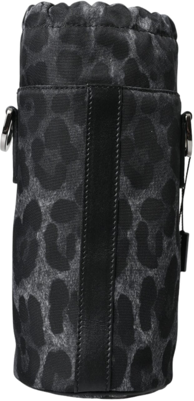 Dolce & Gabbana Black Leopard Round Slim Tote Bottle Cage Bag Zwart