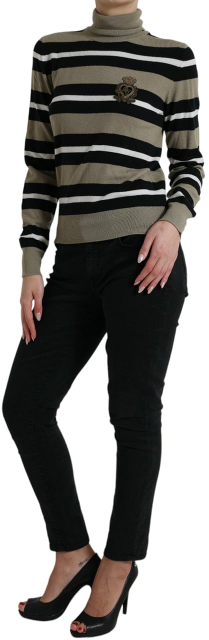 Dolce & Gabbana Multicolor Stripe Wool Logo Pullover Sweater Divers