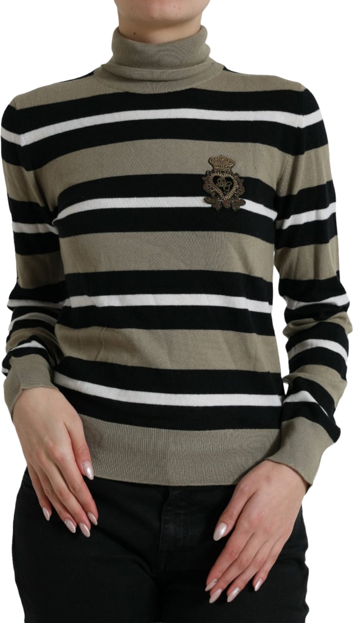 Dolce & Gabbana Multicolor Stripe Wool Logo Pullover Sweater Divers
