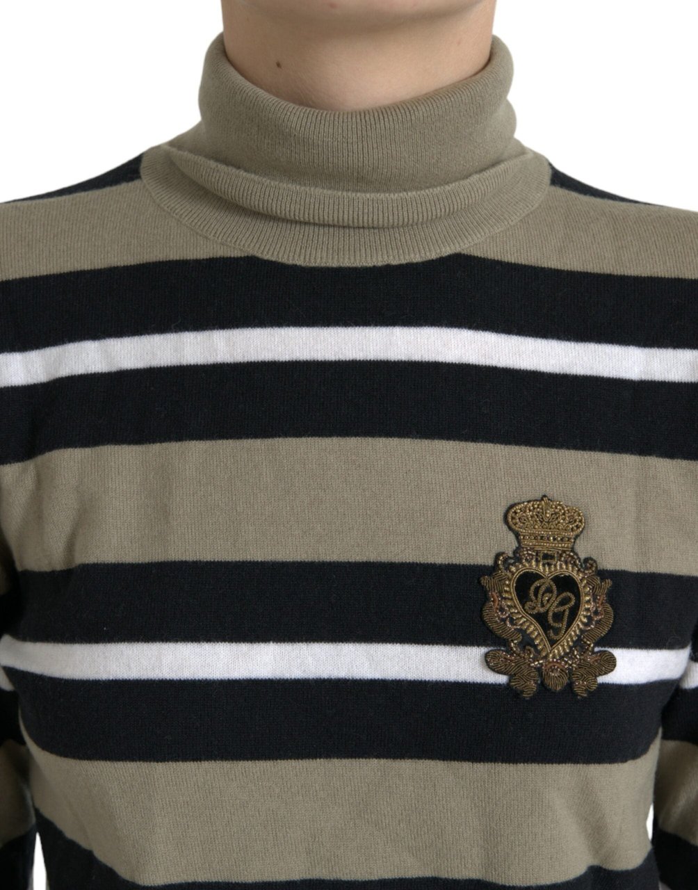 Dolce & Gabbana Multicolor Stripe Wool Logo Pullover Sweater Divers