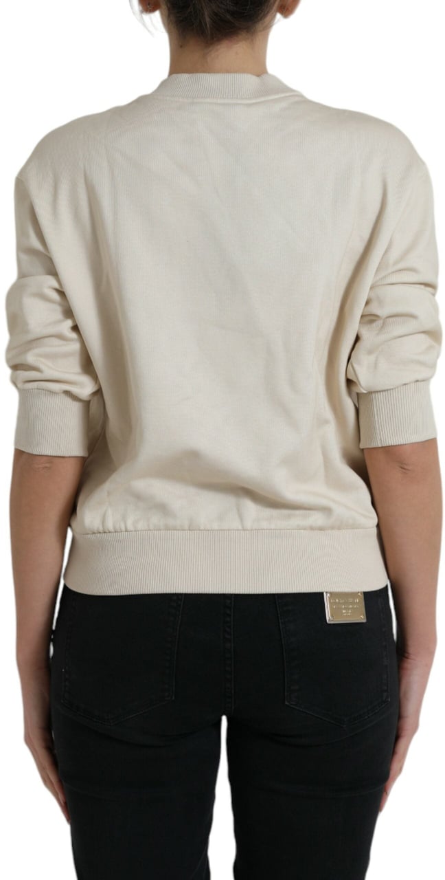 Dolce & Gabbana Beige Jungle Printed Cotton Pullover Sweater Maroon