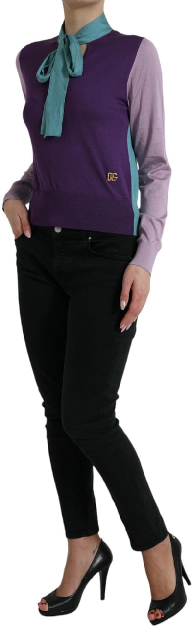 Dolce & Gabbana Multicolor Bow Fastening Pullover Sweater Grijs