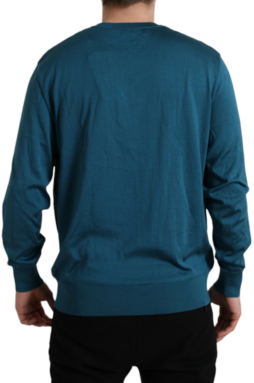 Dolce & Gabbana Green Peacock Feather Pullover Sweater Paars