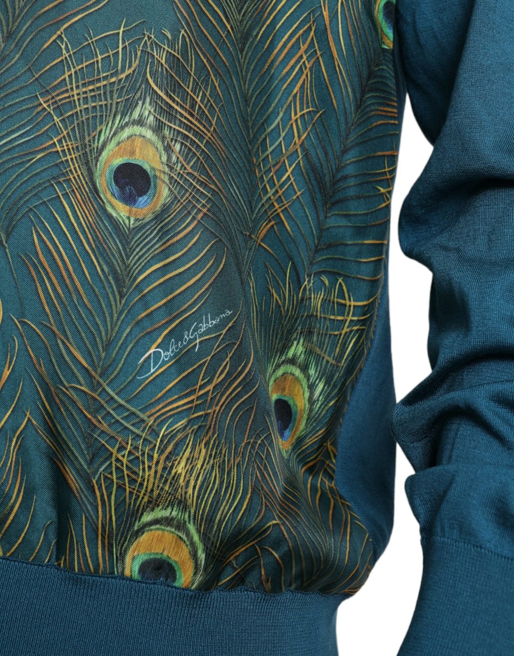 Dolce & Gabbana Green Peacock Feather Pullover Sweater Paars