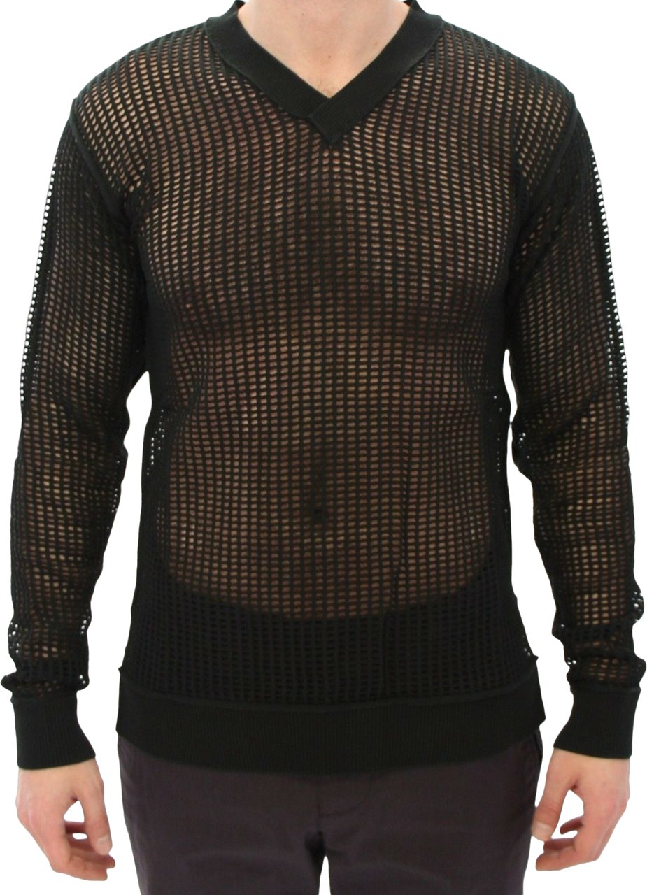 Dolce & Gabbana Dark Green Runway Netz Pullover Netted Sweater Blauw