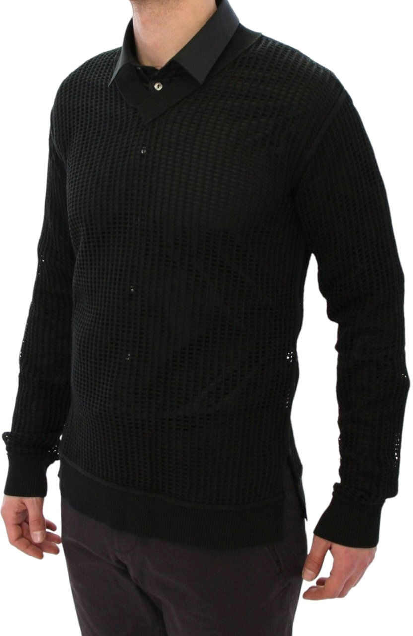 Dolce & Gabbana Dark Green Runway Netz Pullover Netted Sweater Blauw