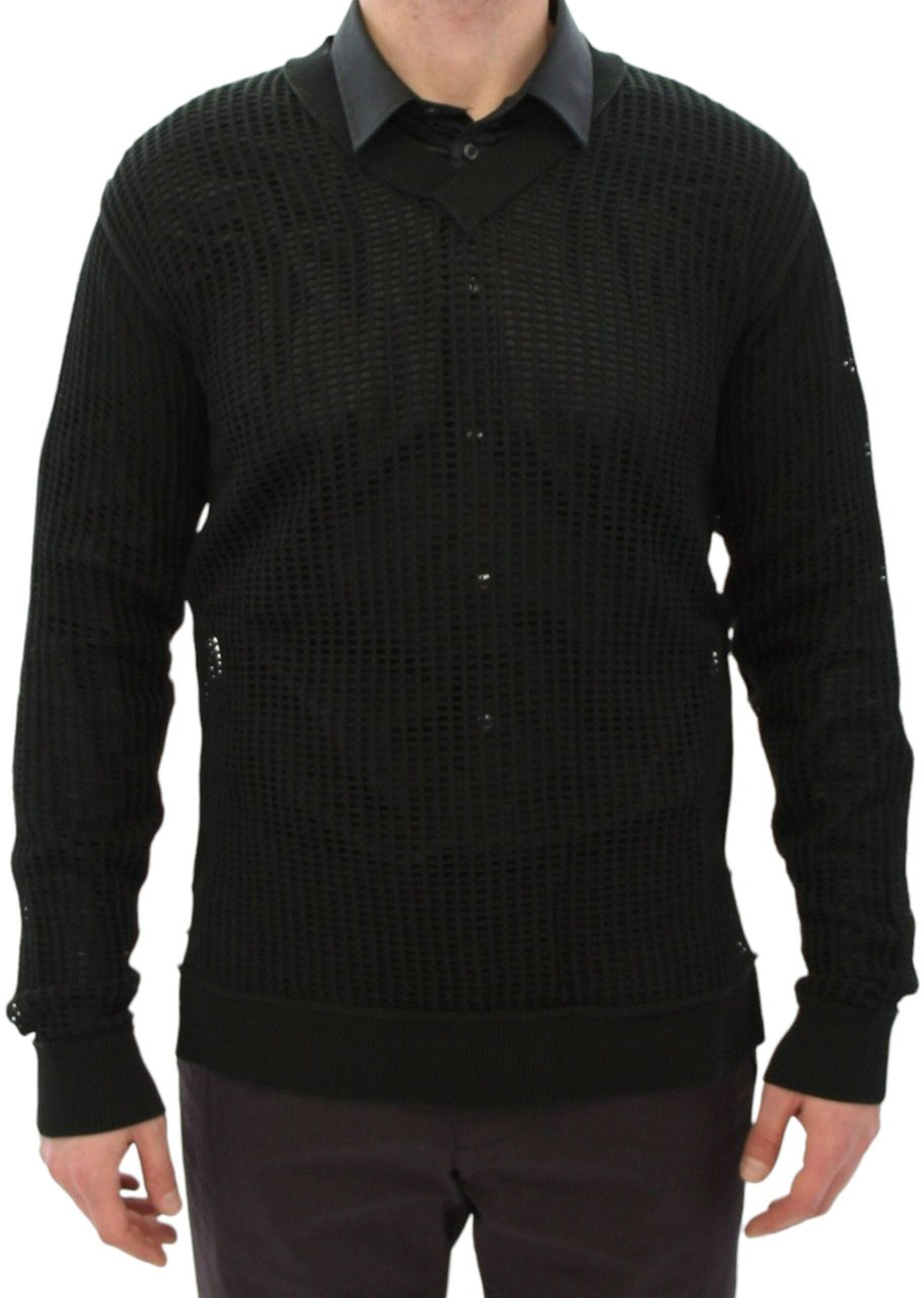 Dolce & Gabbana Dark Green Runway Netz Pullover Netted Sweater Blauw