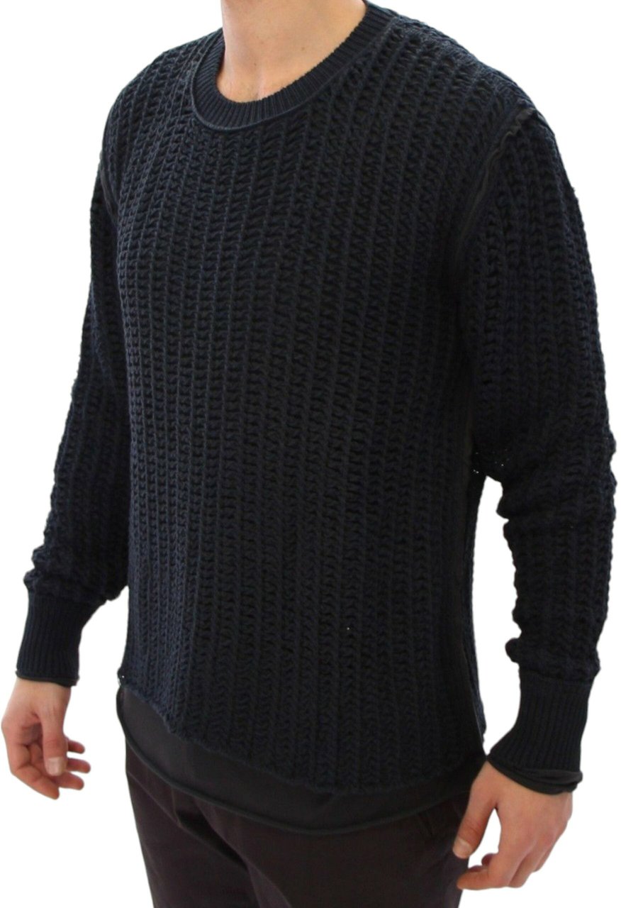 Dolce & Gabbana Blue Runway Netz Pullover Netted Sweater Blauw