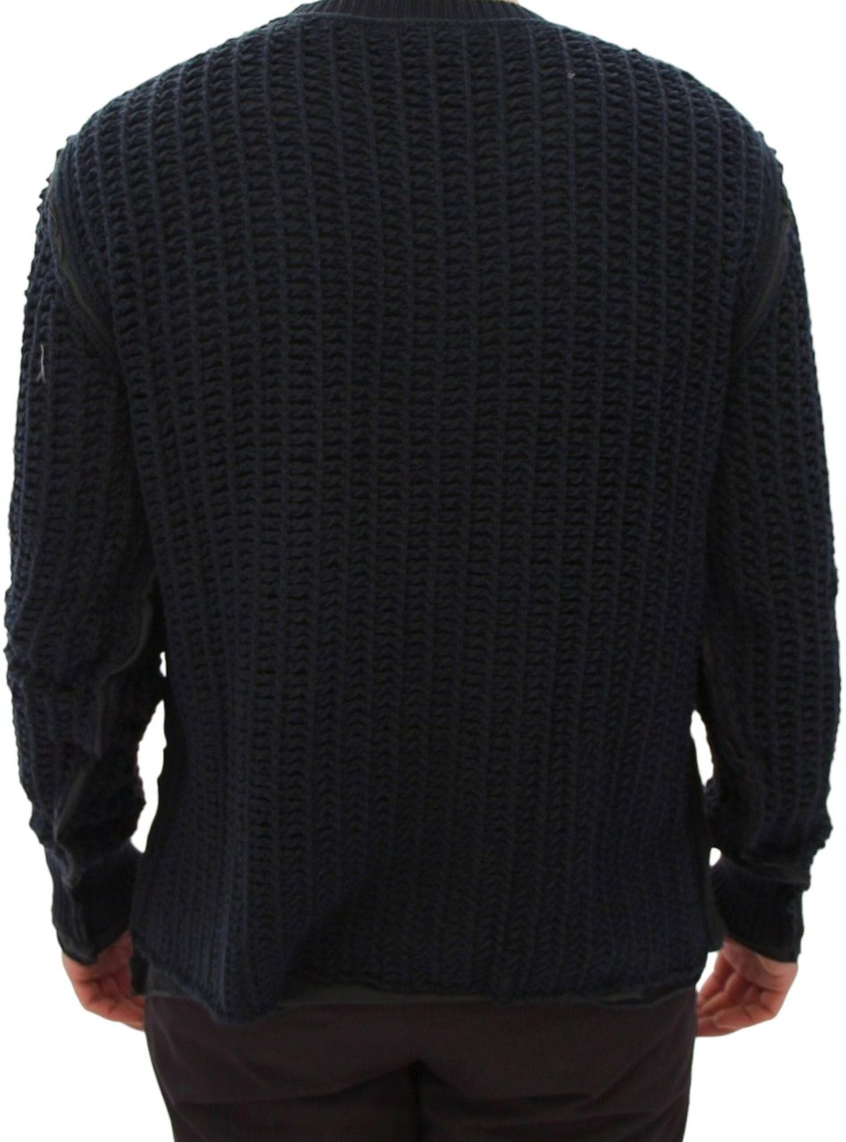 Dolce & Gabbana Blue Runway Netz Pullover Netted Sweater Blauw