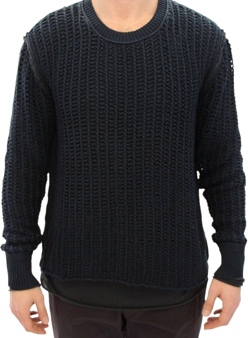 Dolce & Gabbana Blue Runway Netz Pullover Netted Sweater Blauw