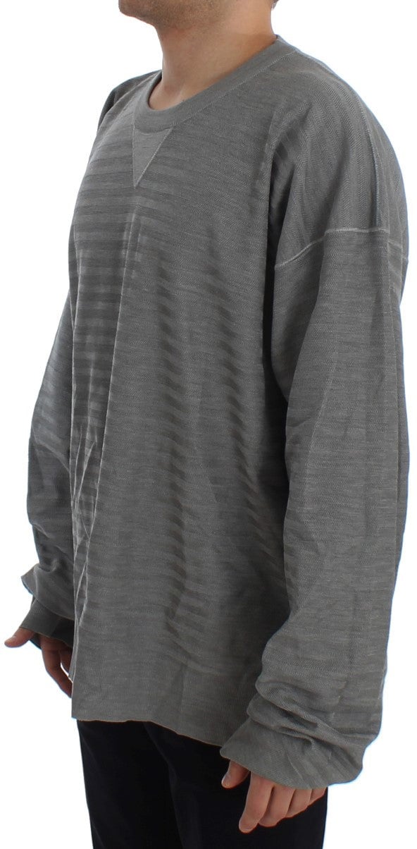 Dolce & Gabbana Gray Crewneck Pullover Silk Sweater Grijs