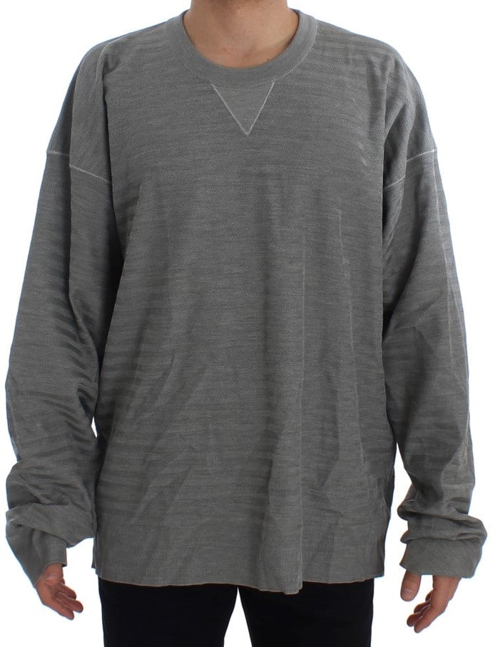 Dolce & Gabbana Gray Crewneck Pullover Silk Sweater Grijs