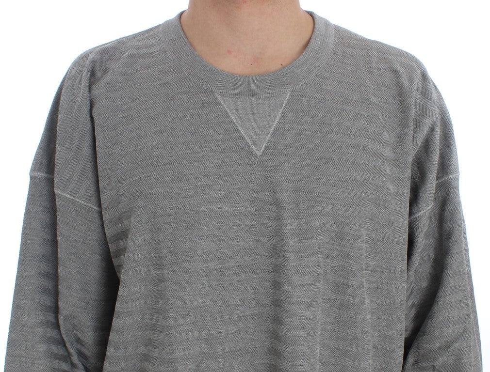 Dolce & Gabbana Gray Crewneck Pullover Silk Sweater Grijs