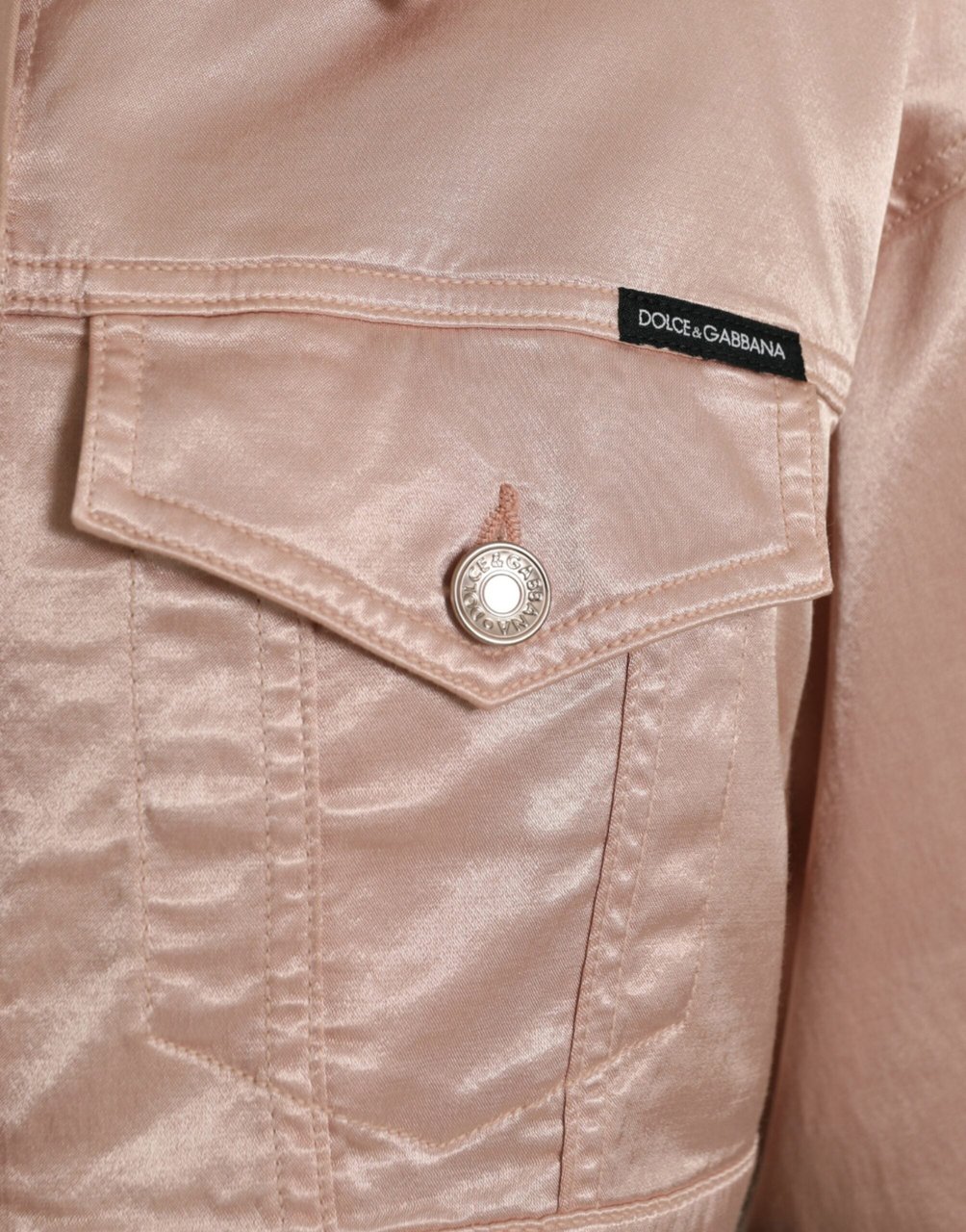 Dolce & Gabbana Pink Cotton Stretch Collared Cropped Jacket Roze
