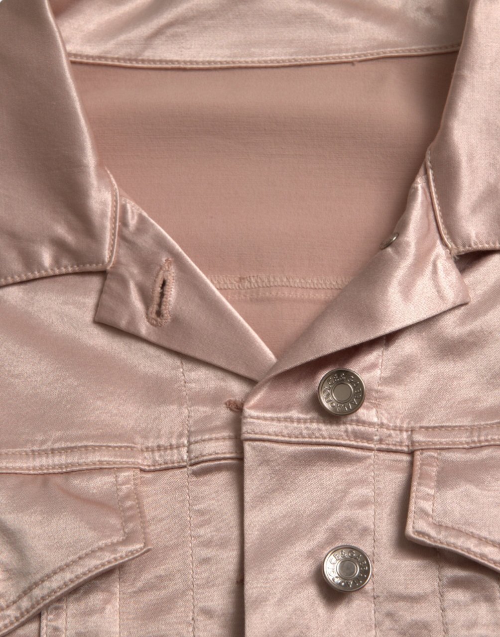 Dolce & Gabbana Pink Cotton Stretch Collared Cropped Jacket Roze