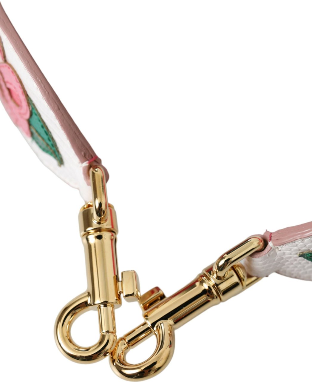 Dolce & Gabbana White Floral Leather Accessory Shoulder Strap Wit