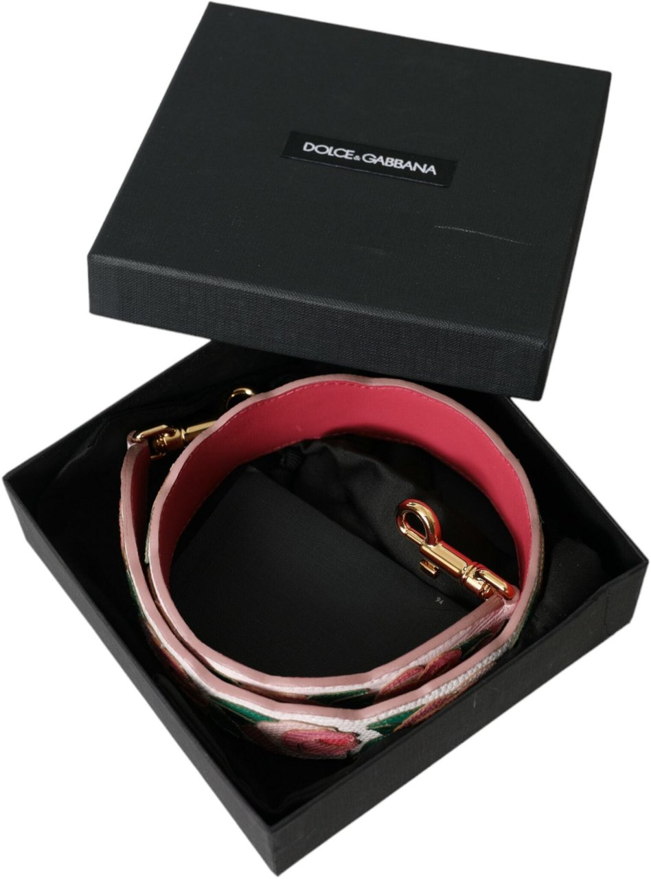 Dolce & Gabbana White Floral Leather Accessory Shoulder Strap Wit