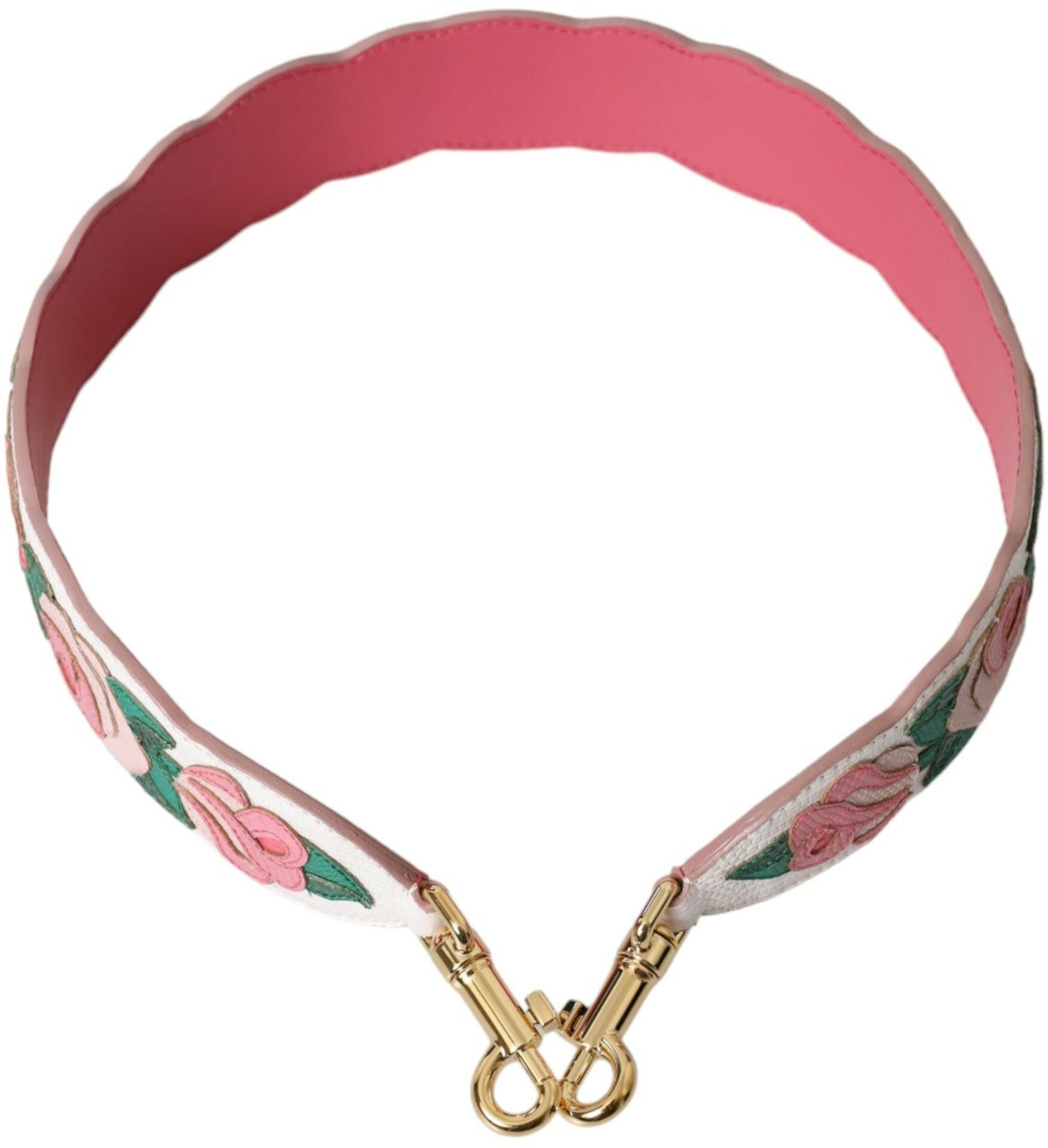 Dolce & Gabbana White Floral Leather Accessory Shoulder Strap Wit