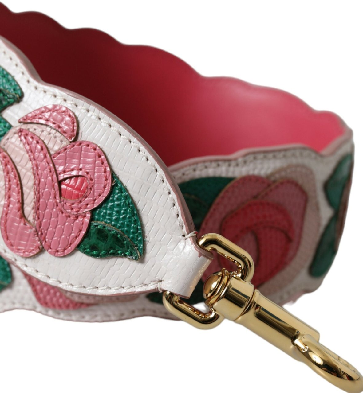 Dolce & Gabbana White Floral Leather Accessory Shoulder Strap Wit