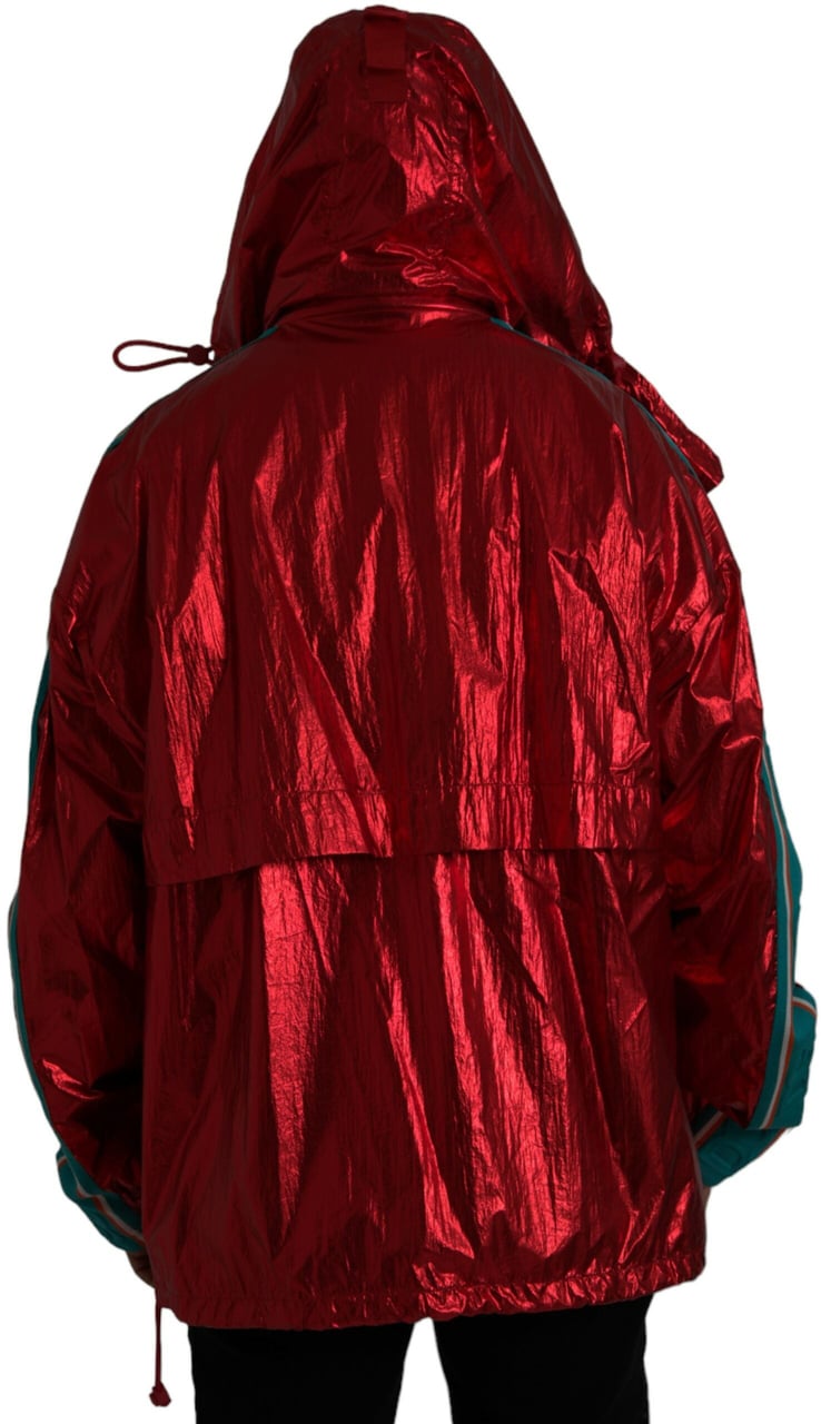 Dolce & Gabbana Red Nylon Hooded Pullover Sweatshirt Jacket Rood
