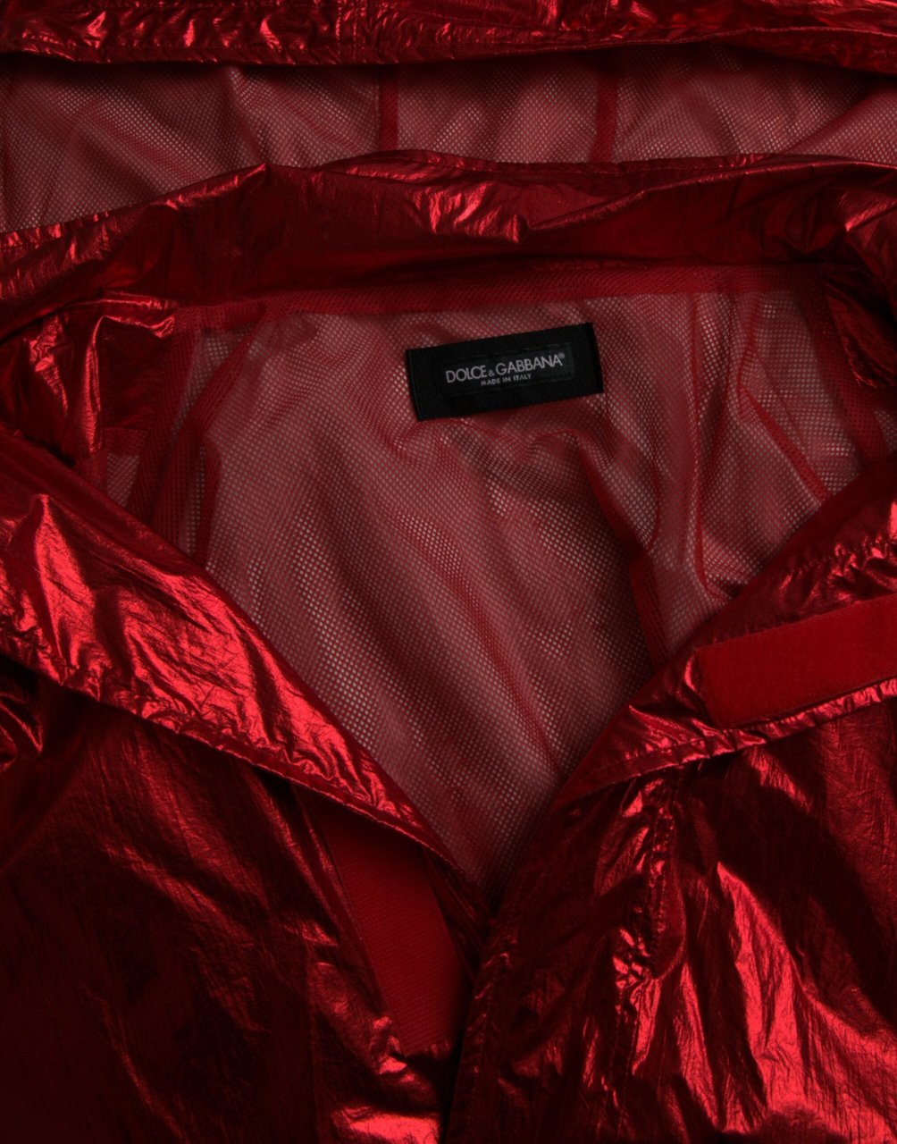 Dolce & Gabbana Red Nylon Hooded Pullover Sweatshirt Jacket Rood
