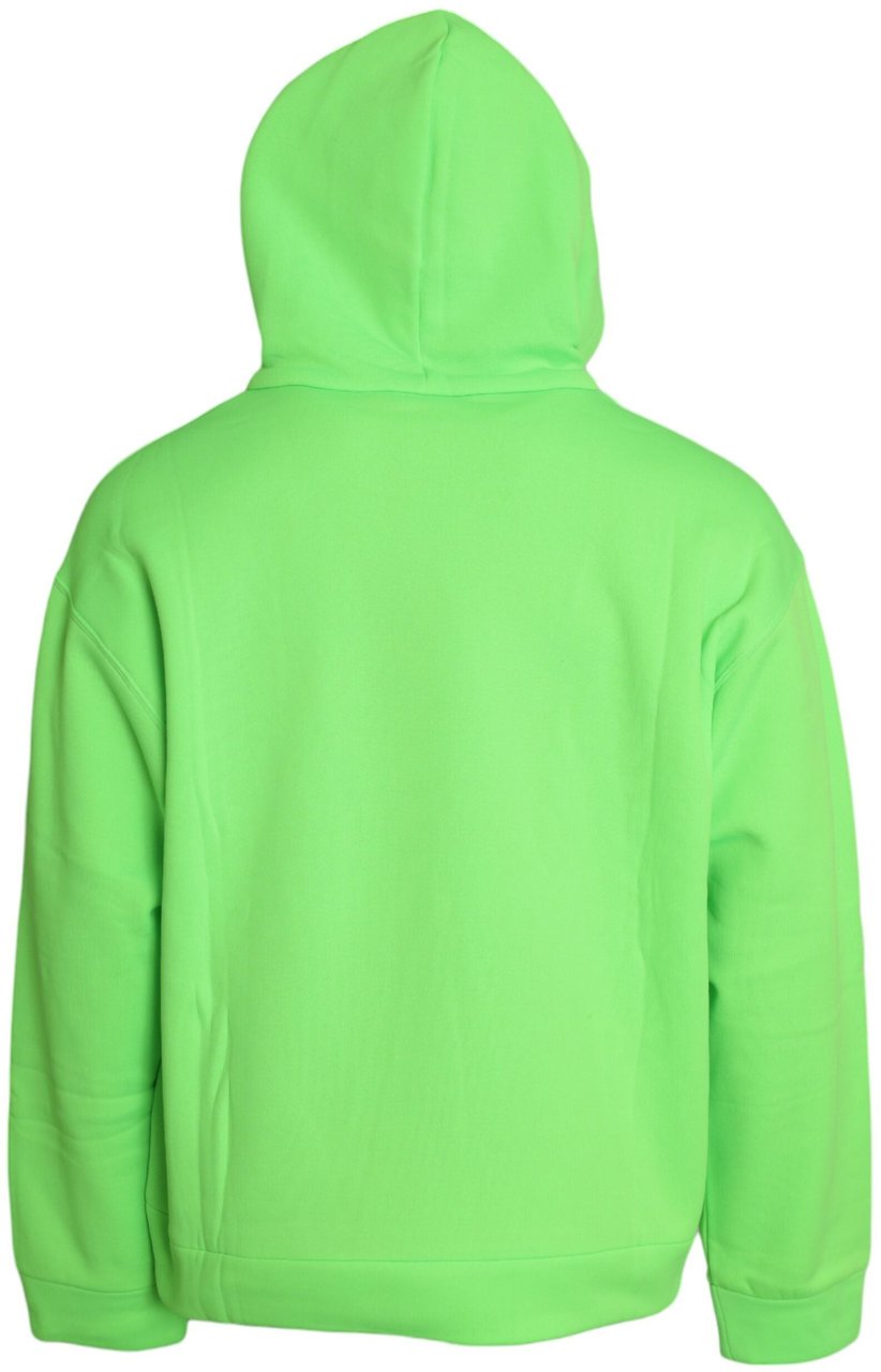 Dolce & Gabbana Neon Green Hooded Top Pullover Sweater Groen