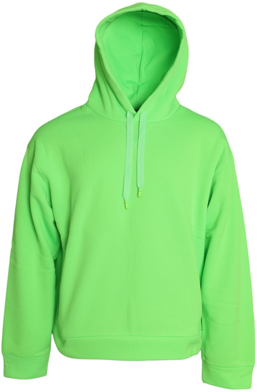 Dolce & Gabbana Neon Green Hooded Top Pullover Sweater Groen