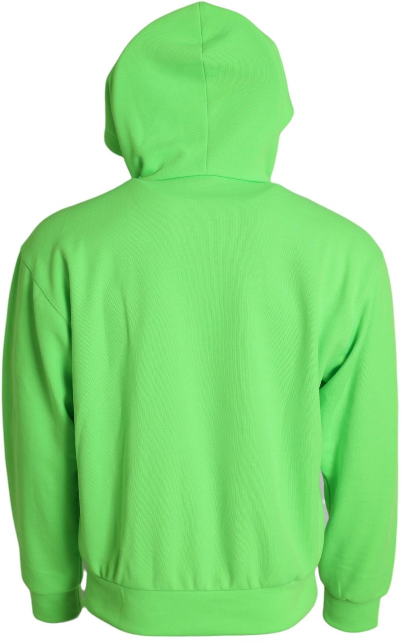Dolce & Gabbana Neon Green Hooded Full Zip Top Sweater Groen