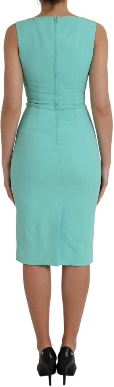Dolce & Gabbana Green Viscose Sleeveless Bodycon Midi Dress Groen