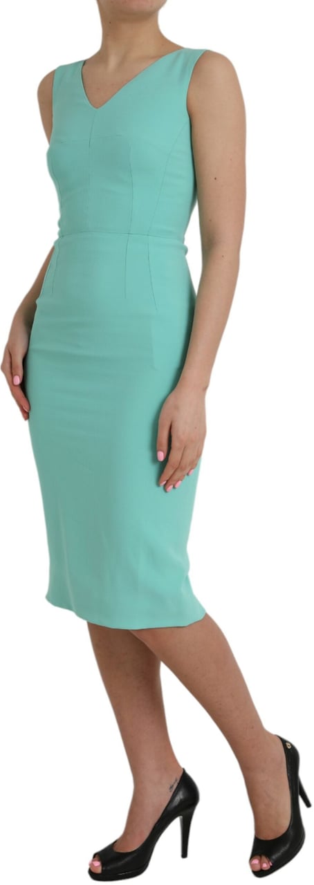 Dolce & Gabbana Green Viscose Sleeveless Bodycon Midi Dress Groen