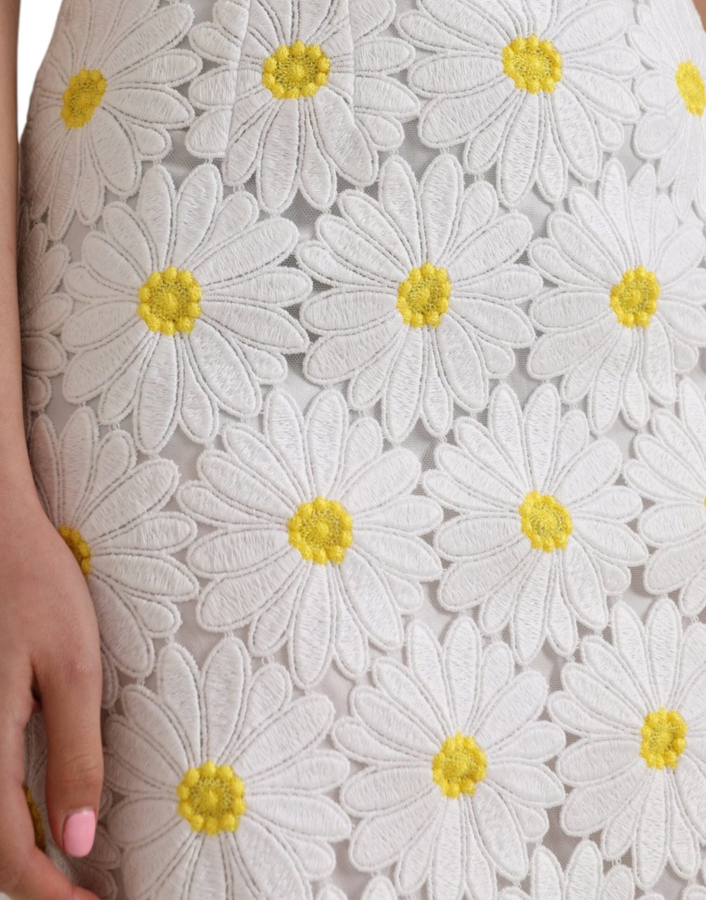 Dolce & Gabbana White Floral Pencil Straight Lace Skirt Wit