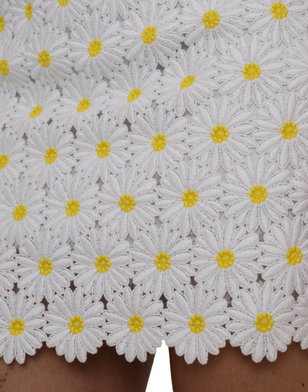 Dolce & Gabbana White Floral A-line Mini Skirt Wit