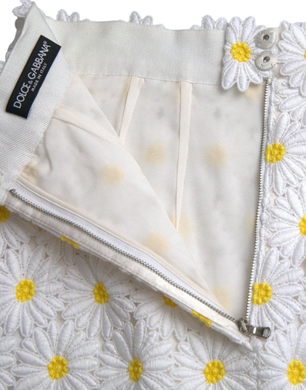 Dolce & Gabbana White Floral A-line Mini Skirt Wit