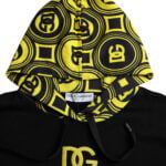 Dolce & Gabbana Black Logo Cotton Hooded Sweatshirt Sweater Zwart