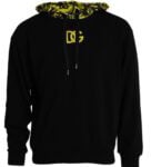 Dolce & Gabbana Black Logo Cotton Hooded Sweatshirt Sweater Zwart