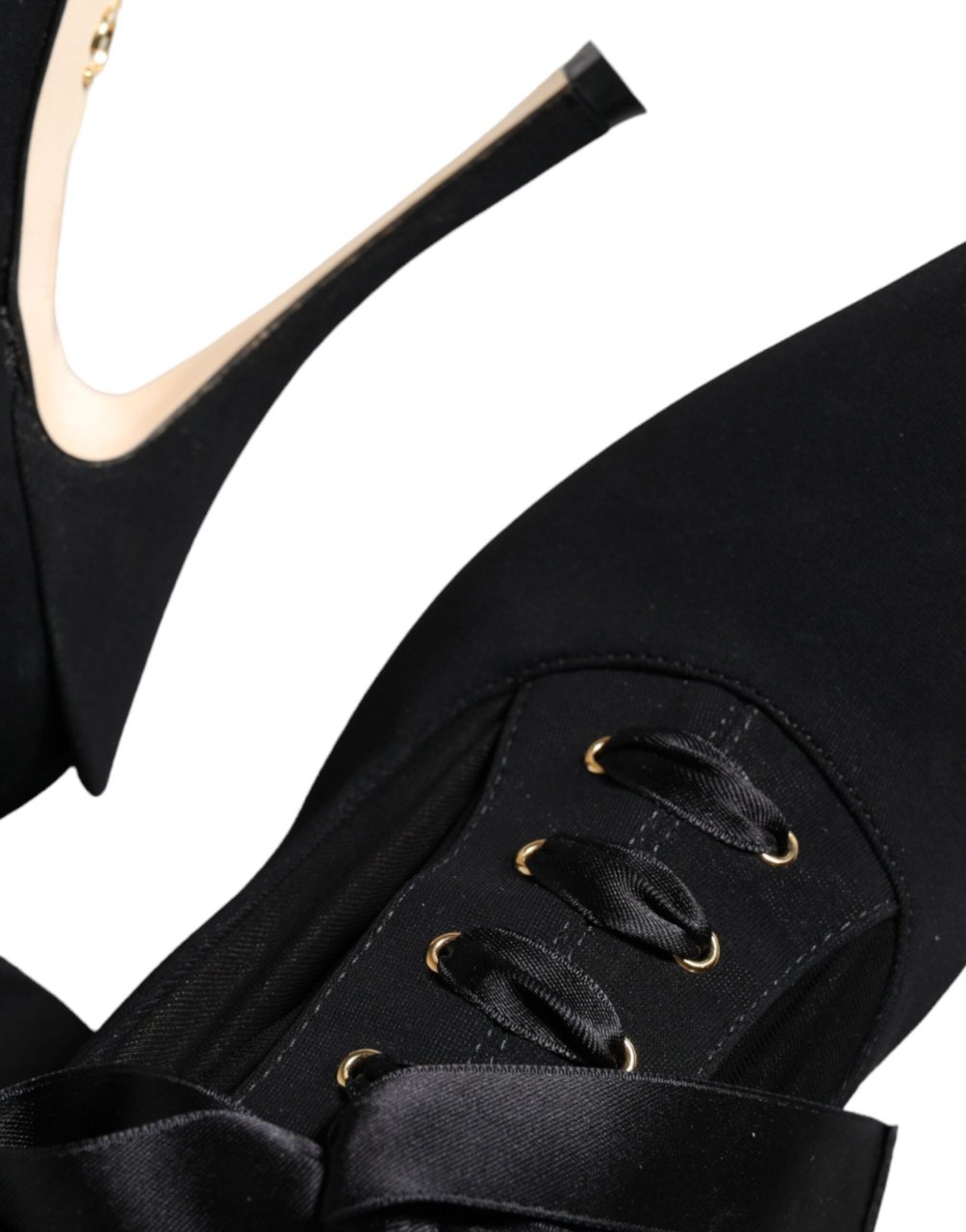 Dolce & Gabbana Black Stiletto Heels Mid Calf Boots Shoes Zwart